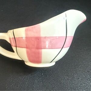 Vintage Hycroft pink plaid design ceramic pitcher